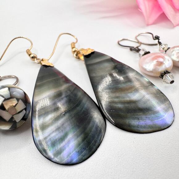 Shell Pearl MOP Mother Of Pearl Earring Lot Mermaidcore Sirencore Beachy Vaca - Picture 7 of 12